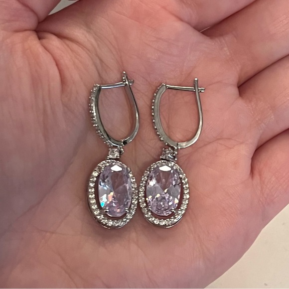 Silver Diamond Drop Earrings - Picture 4 of 4